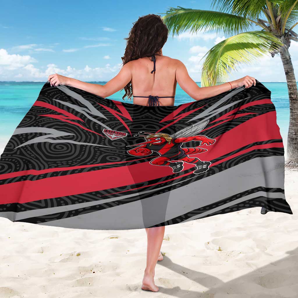 Essendon Bombers Australian Football Sarong Skeeta Mascot With Indigenous Pattern Art