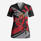 Essendon Bombers Australian Football Scrub Top Skeeta Mascot With Indigenous Pattern Art