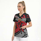 Essendon Bombers Australian Football Scrub Top Skeeta Mascot With Indigenous Pattern Art