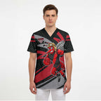 Essendon Bombers Australian Football Scrub Top Skeeta Mascot With Indigenous Pattern Art