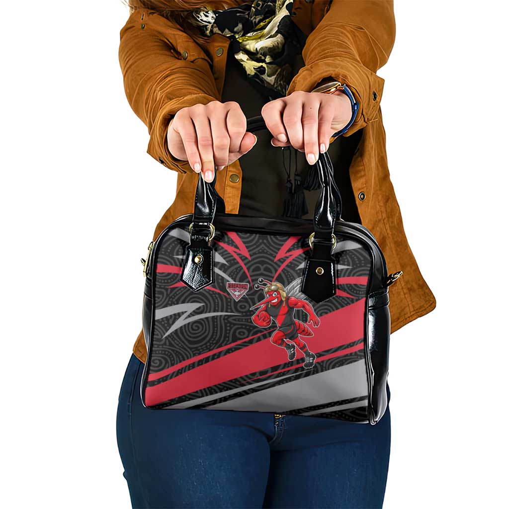 Essendon Bombers Australian Football Shoulder Handbag Skeeta Mascot With Indigenous Pattern Art