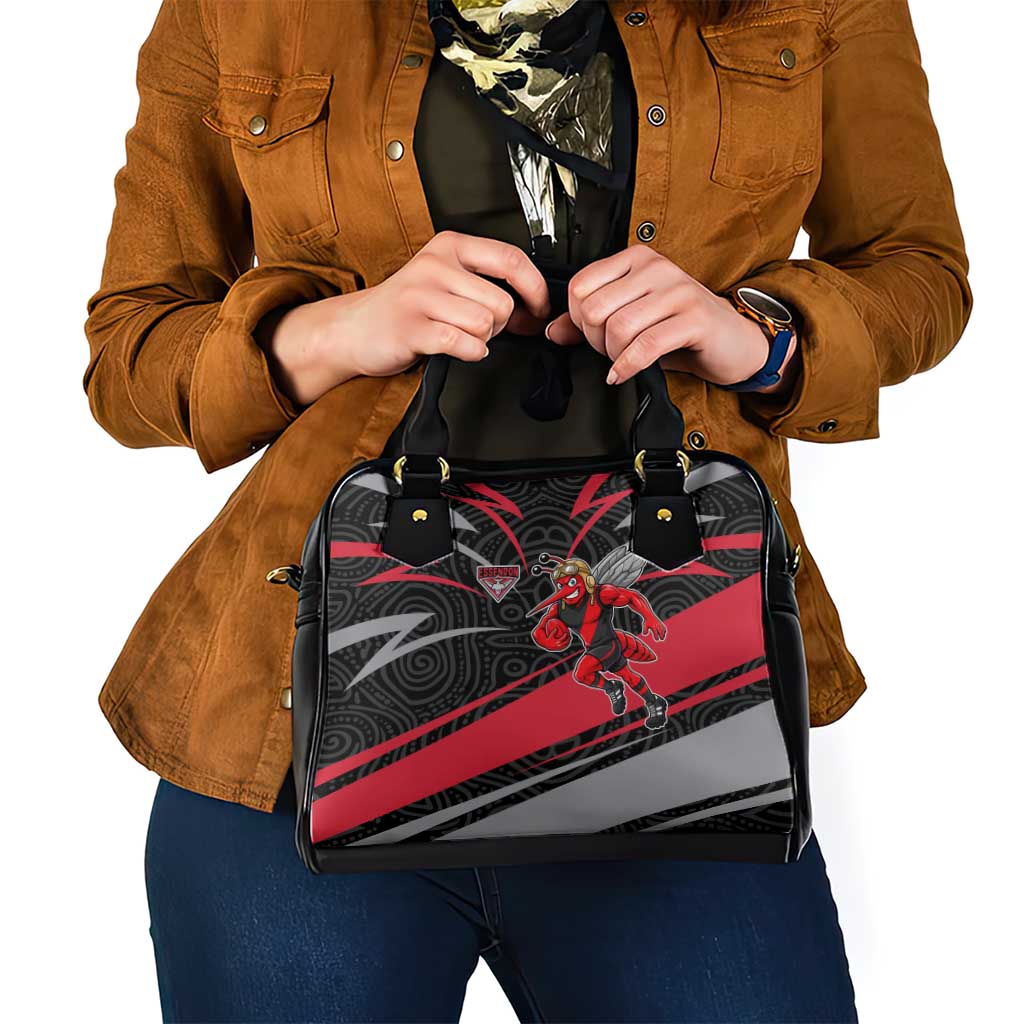 Essendon Bombers Australian Football Shoulder Handbag Skeeta Mascot With Indigenous Pattern Art