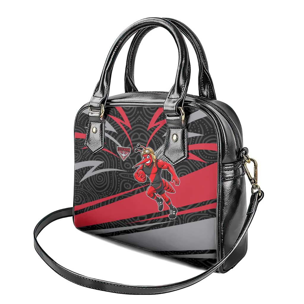 Essendon Bombers Australian Football Shoulder Handbag Skeeta Mascot With Indigenous Pattern Art