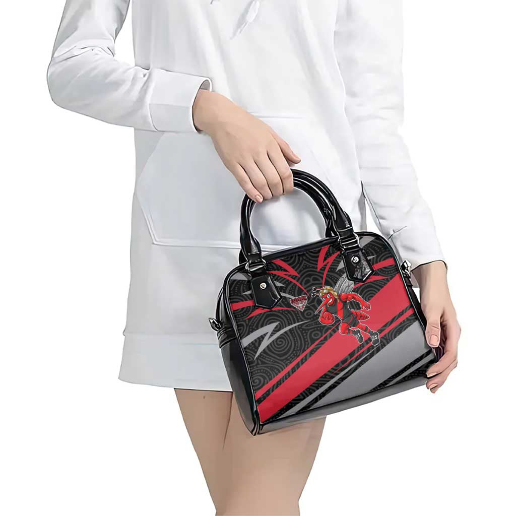 Essendon Bombers Australian Football Shoulder Handbag Skeeta Mascot With Indigenous Pattern Art