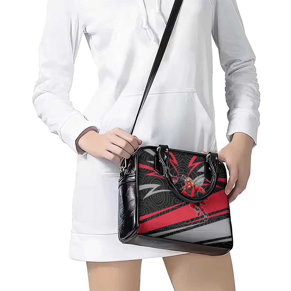 Essendon Bombers Australian Football Shoulder Handbag Skeeta Mascot With Indigenous Pattern Art