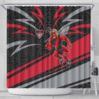 Essendon Bombers Australian Football Shower Curtain Skeeta Mascot With Indigenous Pattern Art