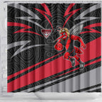 Essendon Bombers Australian Football Shower Curtain Skeeta Mascot With Indigenous Pattern Art