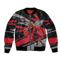 Essendon Bombers Australian Football Sleeve Zip Bomber Jacket Skeeta Mascot With Indigenous Pattern Art