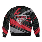 Essendon Bombers Australian Football Sleeve Zip Bomber Jacket Skeeta Mascot With Indigenous Pattern Art