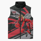 Essendon Bombers Australian Football Sleeveless Puffer Jacket Skeeta Mascot With Indigenous Pattern Art