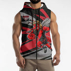 Essendon Bombers Australian Football Sleeveless Zip Hoodie Skeeta Mascot With Indigenous Pattern Art