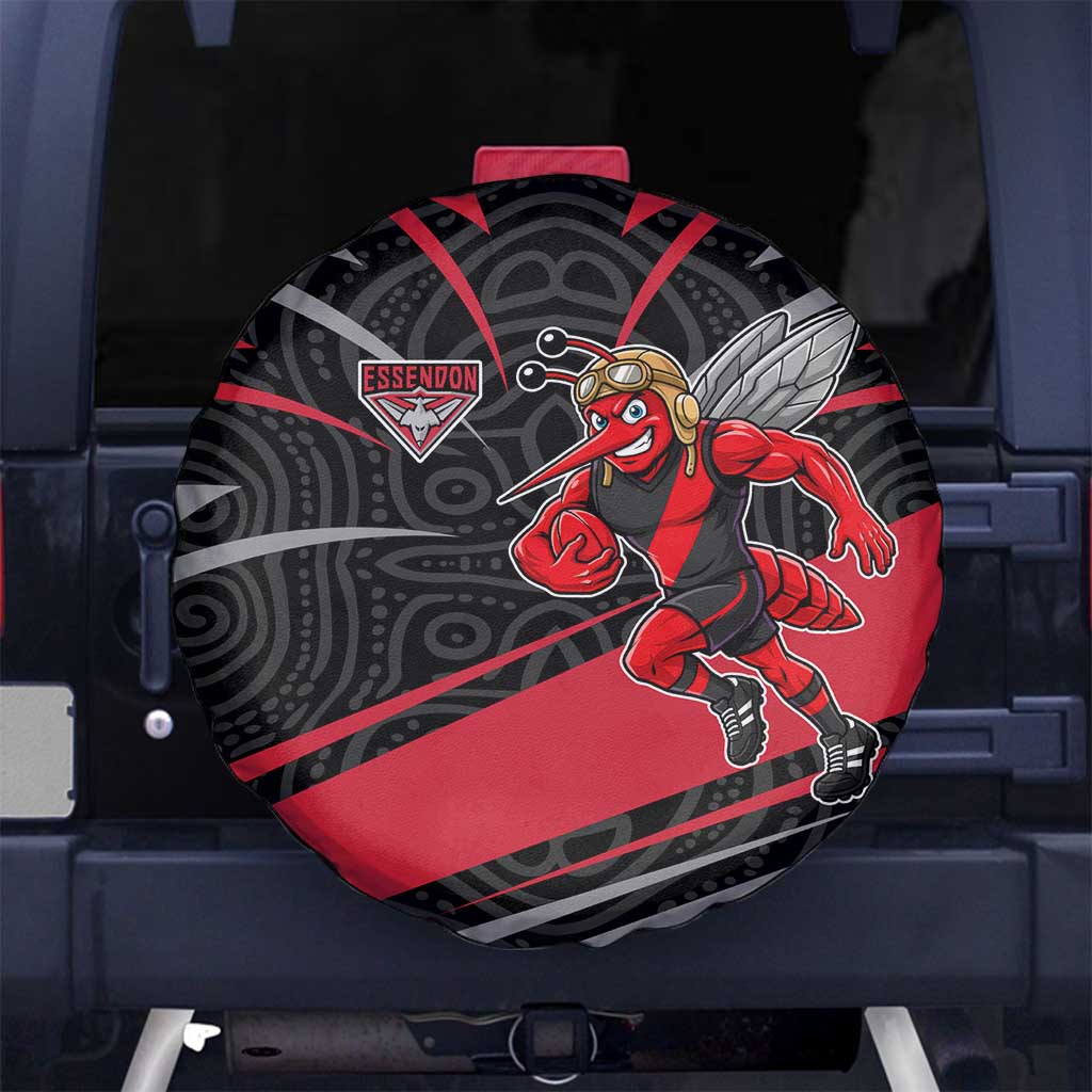 Essendon Bombers Australian Football Spare Tire Cover Skeeta Mascot With Indigenous Pattern Art