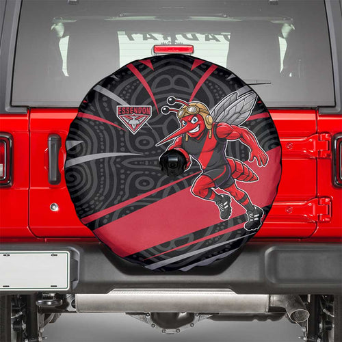 Essendon Bombers Australian Football Spare Tire Cover Skeeta Mascot With Indigenous Pattern Art