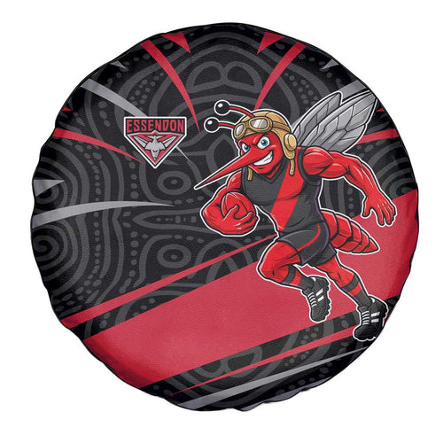Essendon Bombers Australian Football Spare Tire Cover Skeeta Mascot With Indigenous Pattern Art