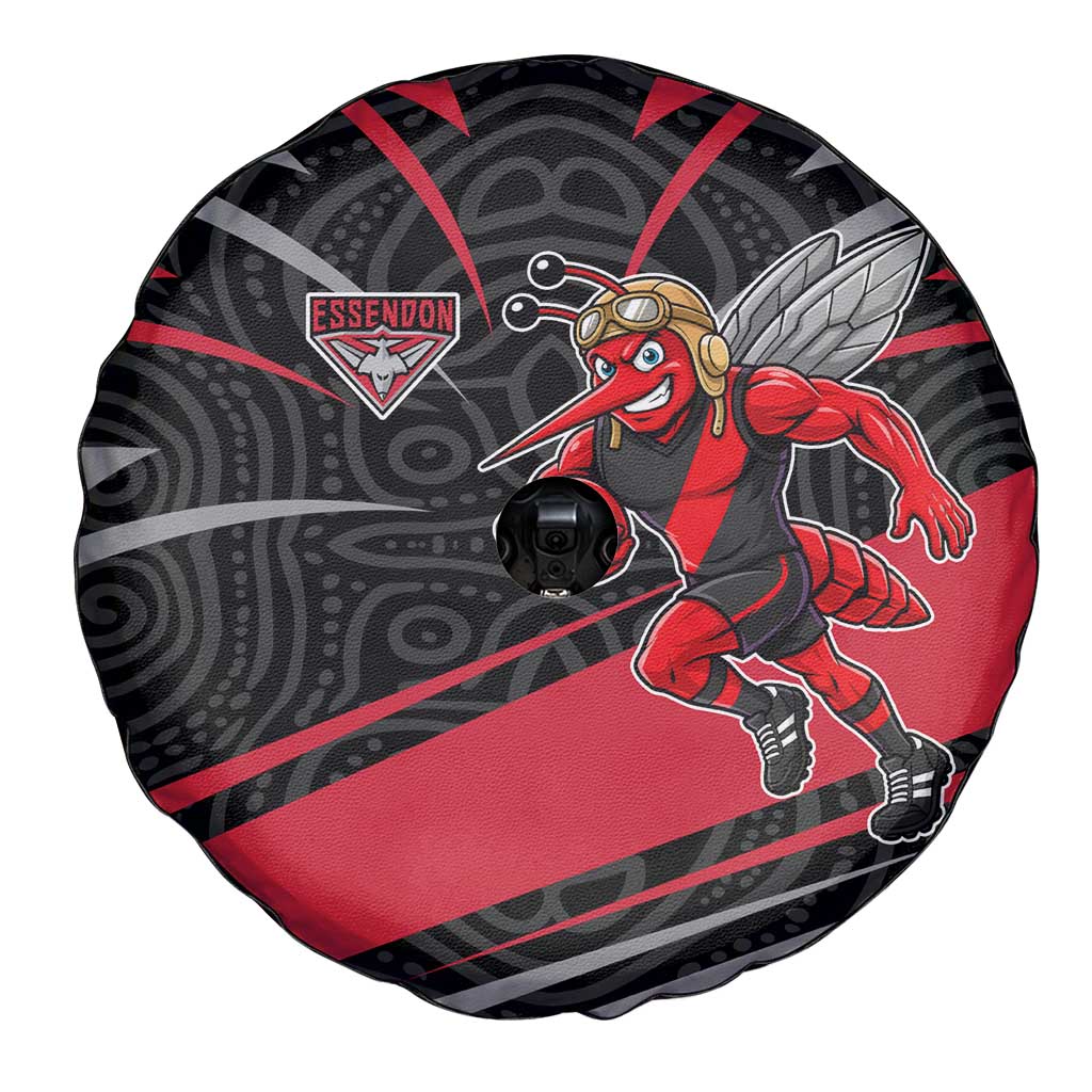 Essendon Bombers Australian Football Spare Tire Cover Skeeta Mascot With Indigenous Pattern Art
