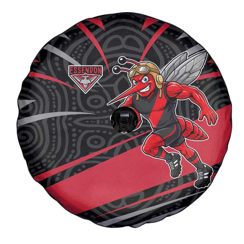Essendon Bombers Australian Football Spare Tire Cover Skeeta Mascot With Indigenous Pattern Art