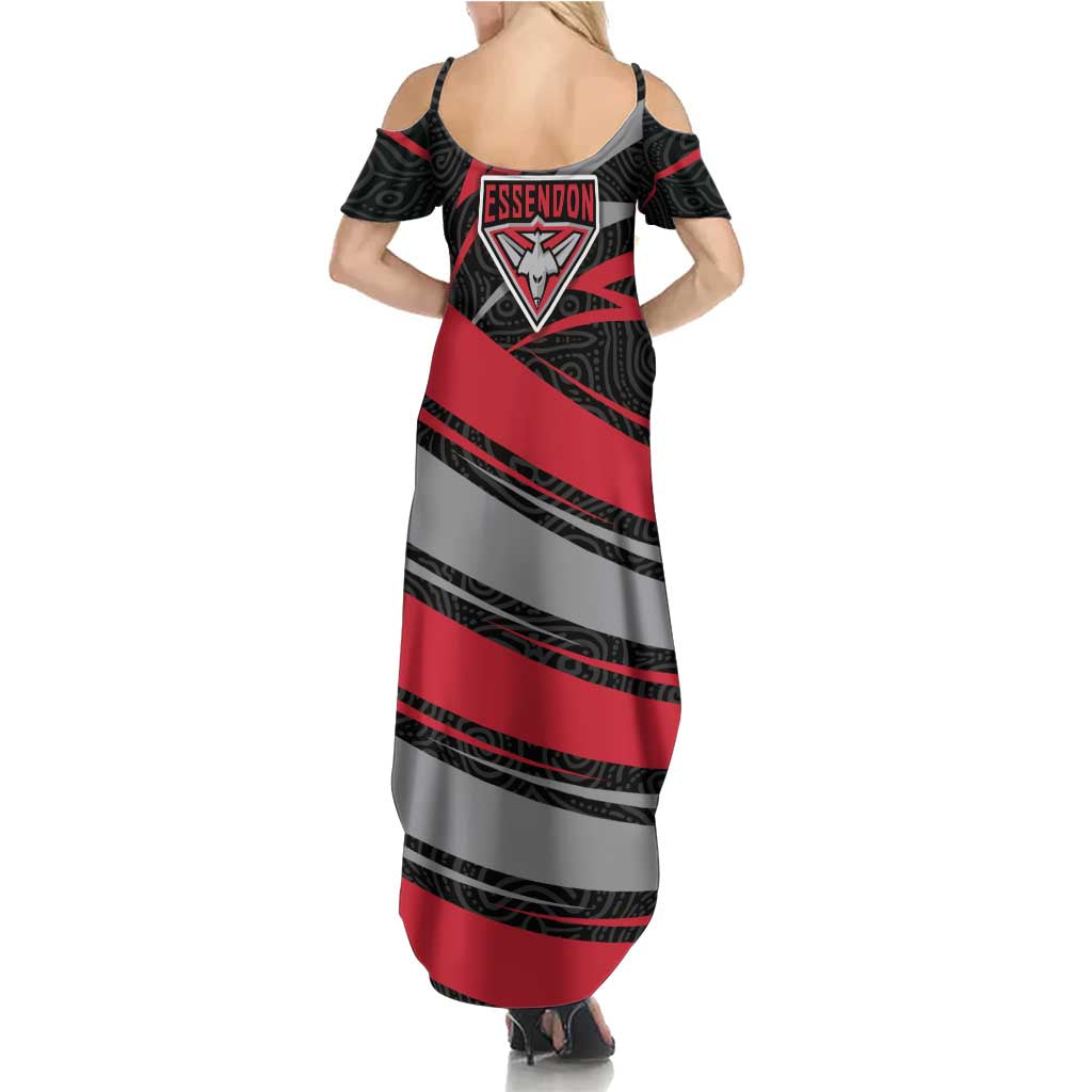 Essendon Bombers Australian Football Summer Maxi Dress Skeeta Mascot With Indigenous Pattern Art