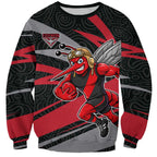 Essendon Bombers Australian Football Sweatshirt Skeeta Mascot With Indigenous Pattern Art