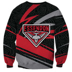 Essendon Bombers Australian Football Sweatshirt Skeeta Mascot With Indigenous Pattern Art