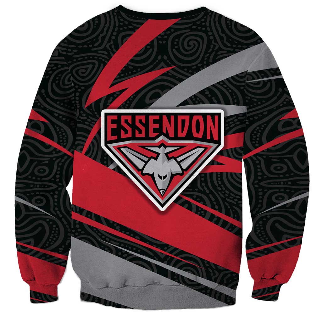 Essendon Bombers Australian Football Sweatshirt Skeeta Mascot With Indigenous Pattern Art