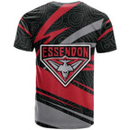 Essendon Bombers Australian Football T Shirt Skeeta Mascot With Indigenous Pattern Art