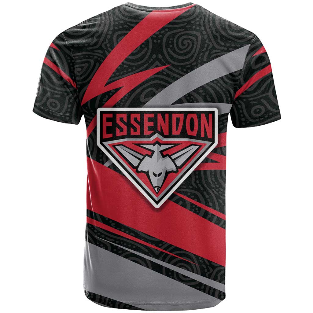 Essendon Bombers Australian Football T Shirt Skeeta Mascot With Indigenous Pattern Art