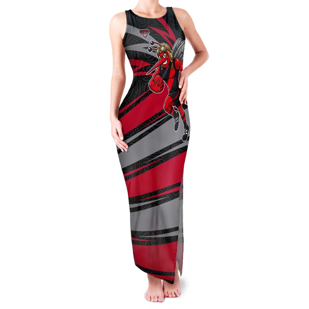 Essendon Bombers Australian Football Tank Maxi Dress Skeeta Mascot With Indigenous Pattern Art