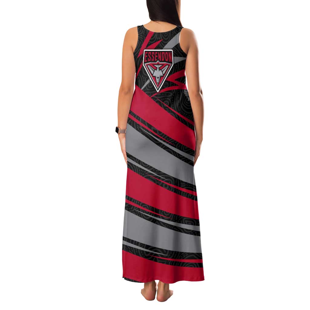 Essendon Bombers Australian Football Tank Maxi Dress Skeeta Mascot With Indigenous Pattern Art