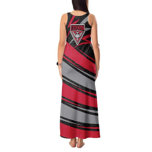Essendon Bombers Australian Football Tank Maxi Dress Skeeta Mascot With Indigenous Pattern Art
