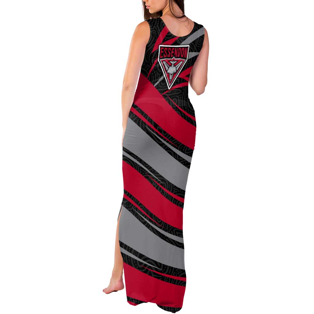 Essendon Bombers Australian Football Tank Maxi Dress Skeeta Mascot With Indigenous Pattern Art