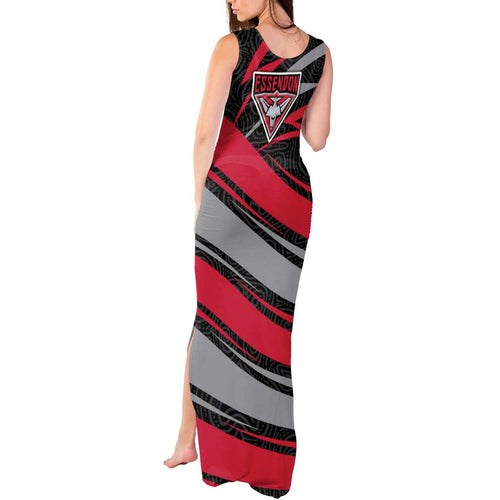 Essendon Bombers Australian Football Tank Maxi Dress Skeeta Mascot With Indigenous Pattern Art
