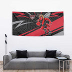 Essendon Bombers Australian Football Tapestry Skeeta Mascot With Indigenous Pattern Art