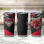 Essendon Bombers Australian Football Tumbler Cup Skeeta Mascot With Indigenous Pattern Art