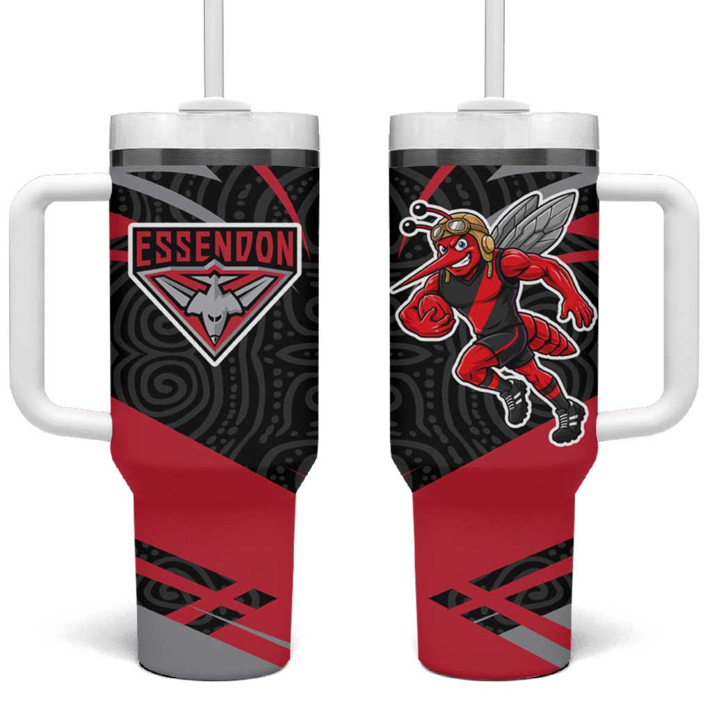 Essendon Bombers Australian Football Tumbler With Handle Skeeta Mascot With Indigenous Pattern Art