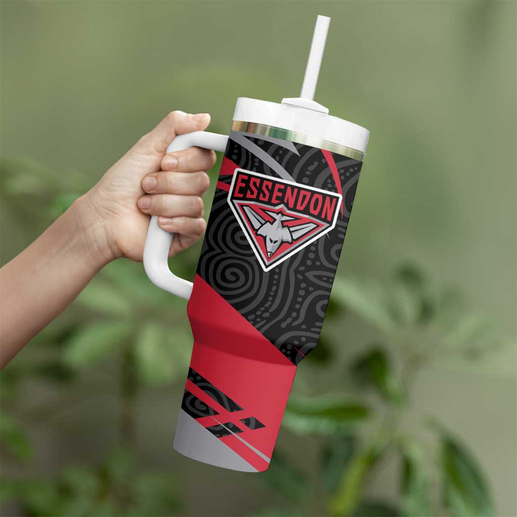 Essendon Bombers Australian Football Tumbler With Handle Skeeta Mascot With Indigenous Pattern Art