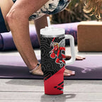 Essendon Bombers Australian Football Tumbler With Handle Skeeta Mascot With Indigenous Pattern Art
