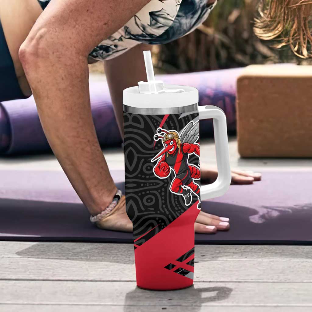 Essendon Bombers Australian Football Tumbler With Handle Skeeta Mascot With Indigenous Pattern Art