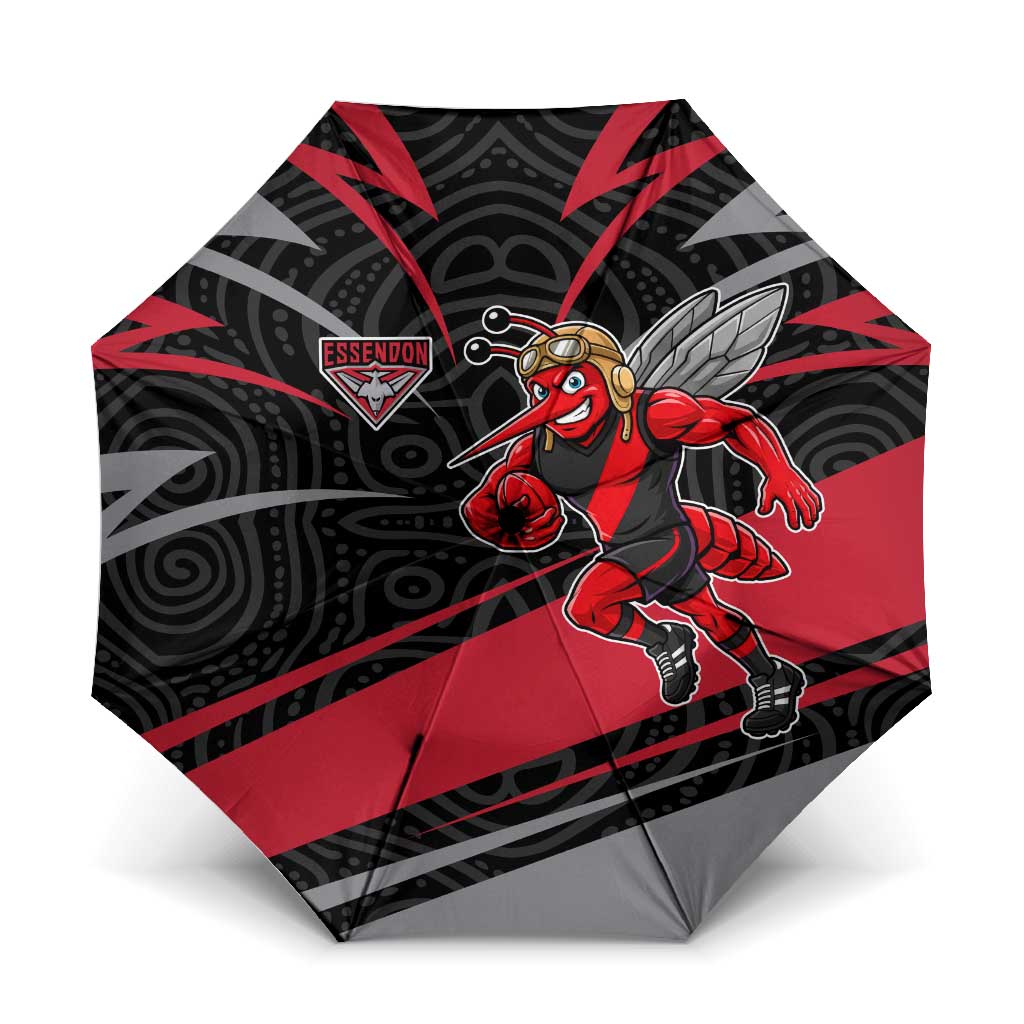 Essendon Bombers Australian Football Umbrella Skeeta Mascot With Indigenous Pattern Art