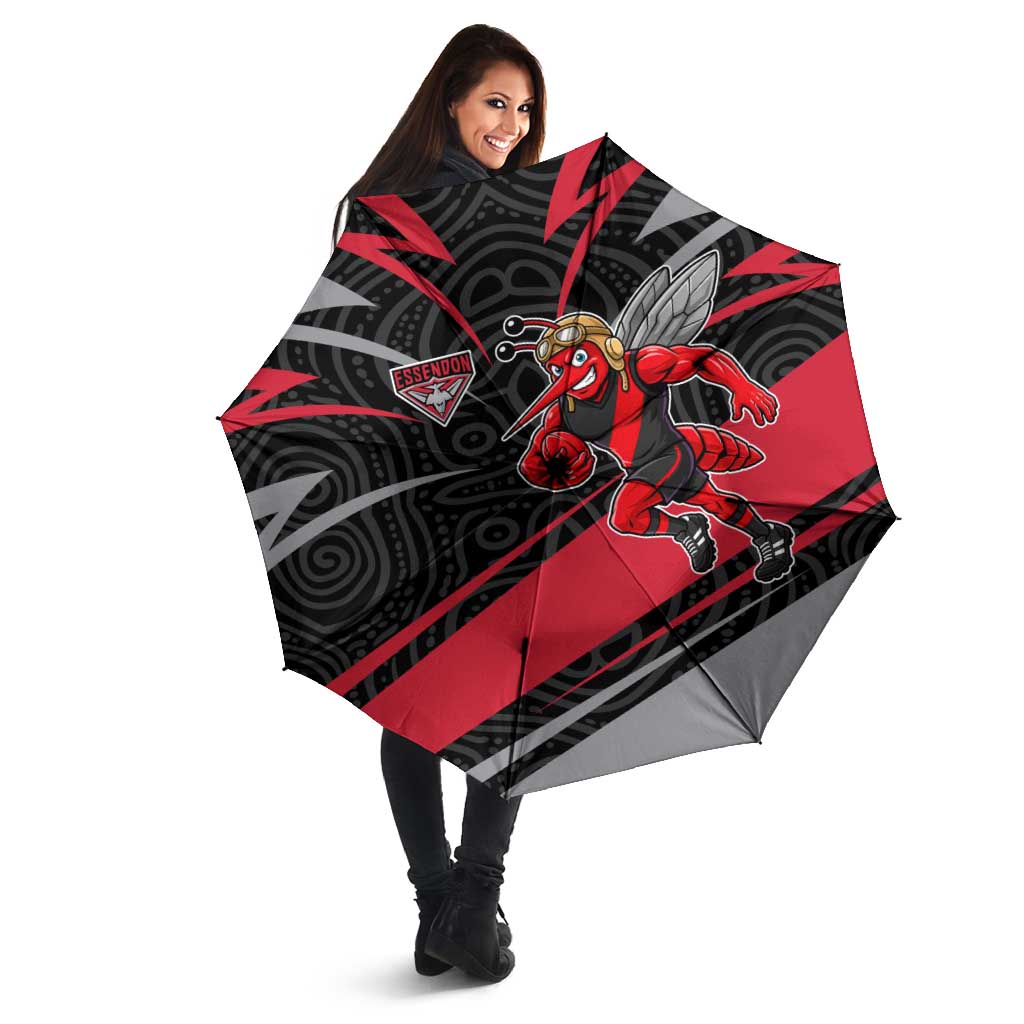 Essendon Bombers Australian Football Umbrella Skeeta Mascot With Indigenous Pattern Art