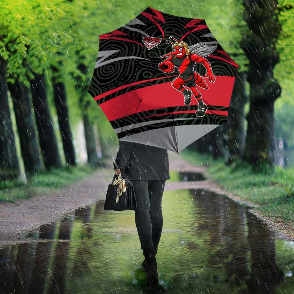 Essendon Bombers Australian Football Umbrella Skeeta Mascot With Indigenous Pattern Art