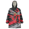 Essendon Bombers Australian Football Wearable Blanket Hoodie Skeeta Mascot With Indigenous Pattern Art
