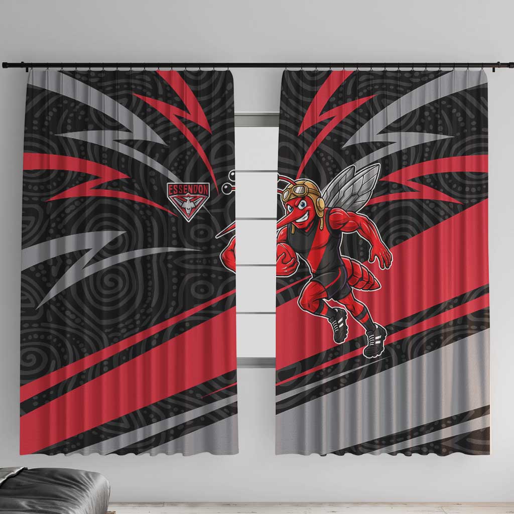 Essendon Bombers Australian Football Window Curtain Skeeta Mascot With Indigenous Pattern Art