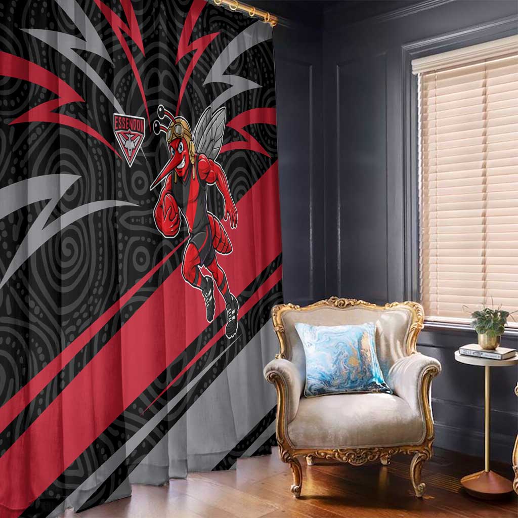 Essendon Bombers Australian Football Window Curtain Skeeta Mascot With Indigenous Pattern Art