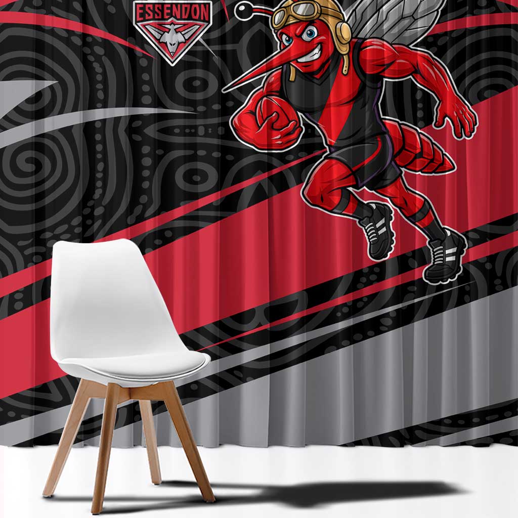 Essendon Bombers Australian Football Window Curtain Skeeta Mascot With Indigenous Pattern Art