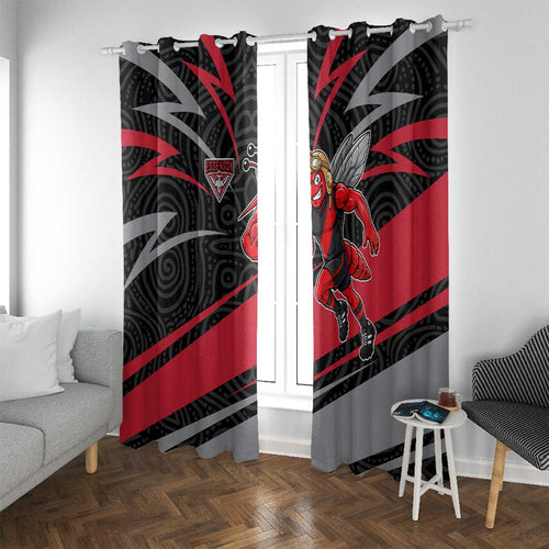 Essendon Bombers Australian Football Window Curtain Skeeta Mascot With Indigenous Pattern Art
