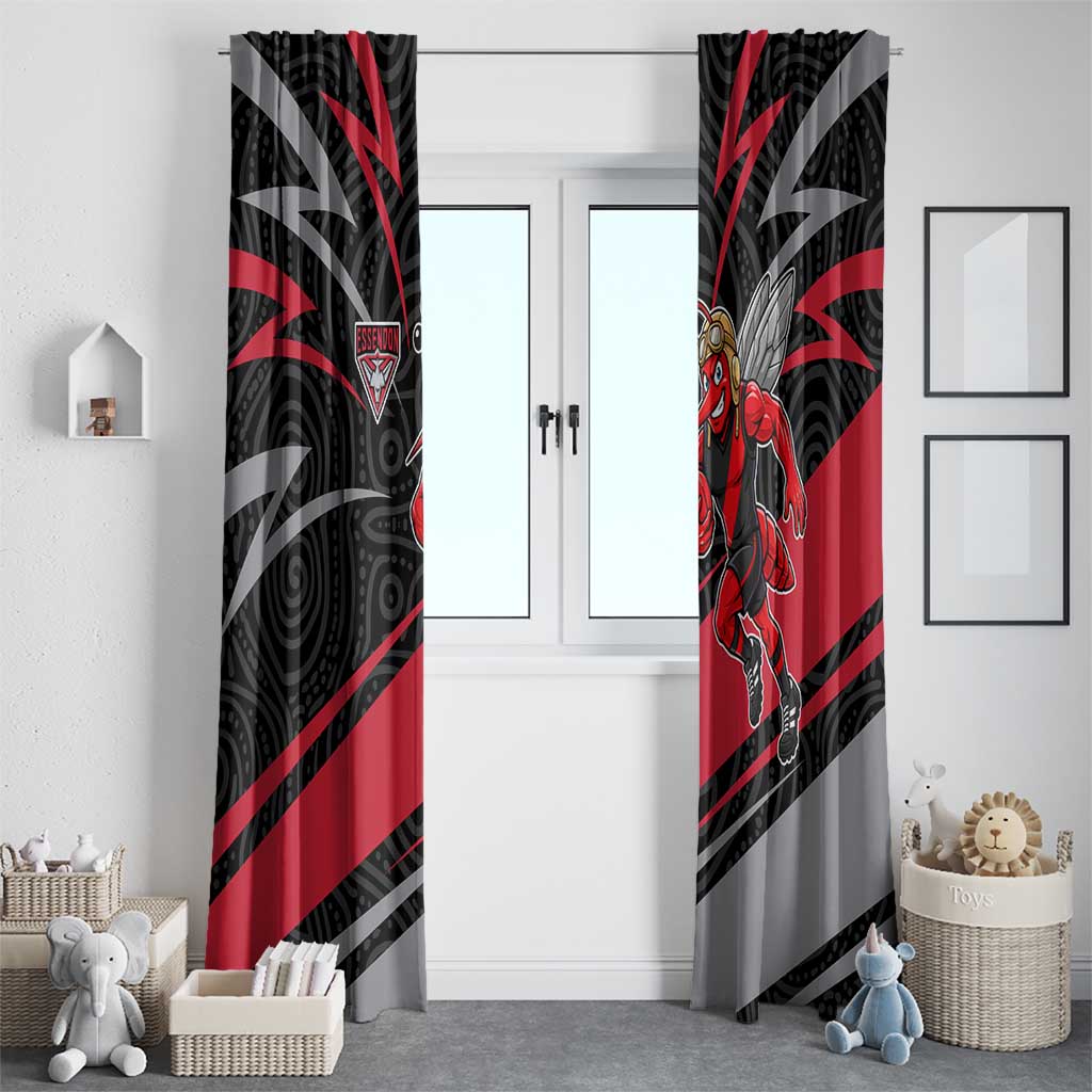 Essendon Bombers Australian Football Window Curtain Skeeta Mascot With Indigenous Pattern Art