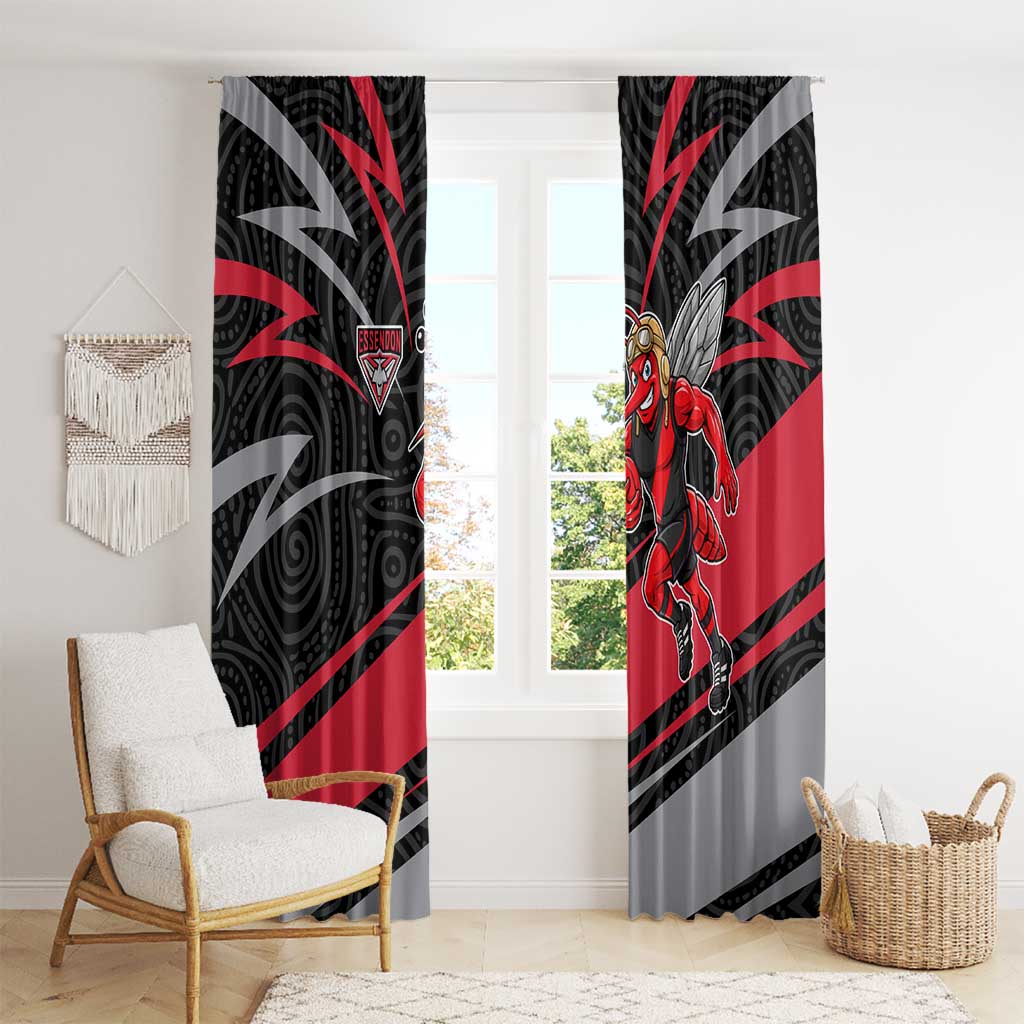Essendon Bombers Australian Football Window Curtain Skeeta Mascot With Indigenous Pattern Art