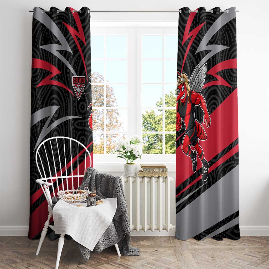 Essendon Bombers Australian Football Window Curtain Skeeta Mascot With Indigenous Pattern Art