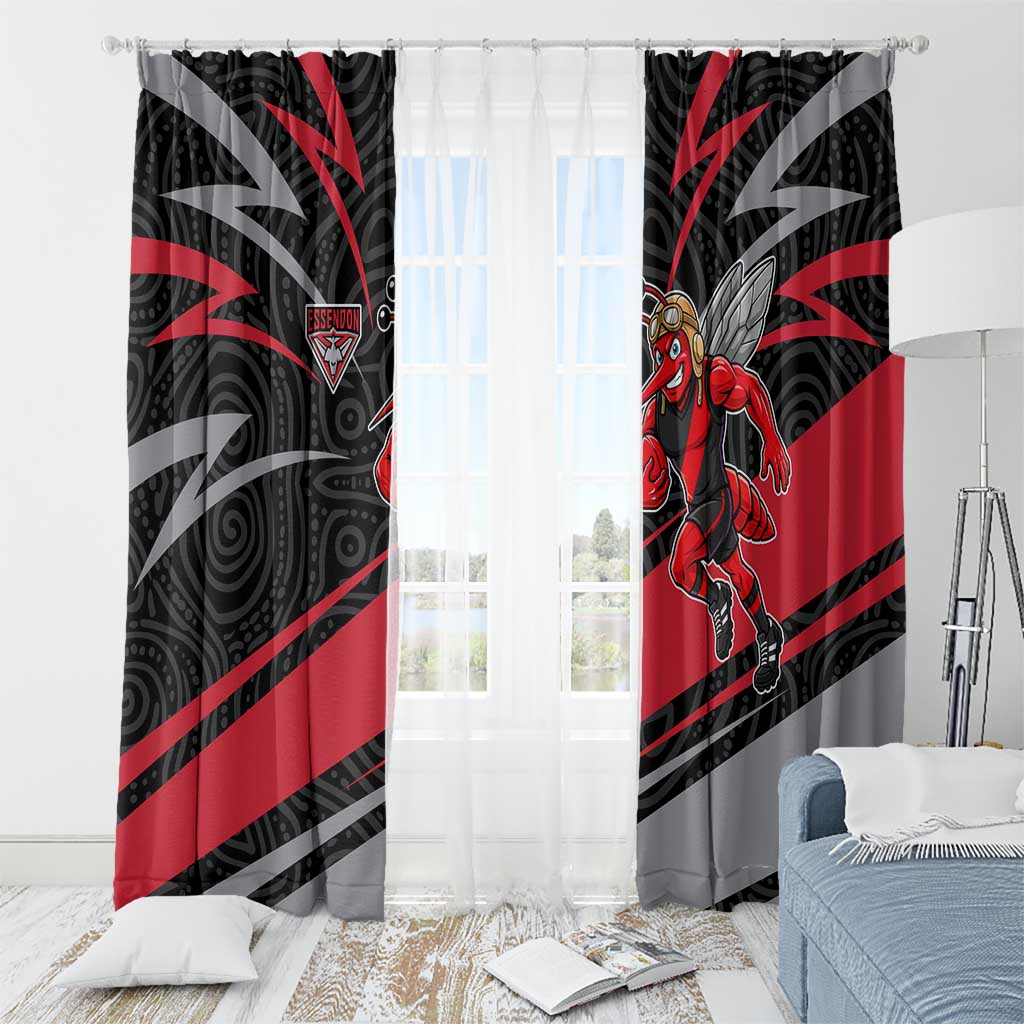 Essendon Bombers Australian Football Window Curtain Skeeta Mascot With Indigenous Pattern Art