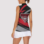 Essendon Bombers Australian Football Women Sleeveless Polo Shirt Skeeta Mascot With Indigenous Pattern Art